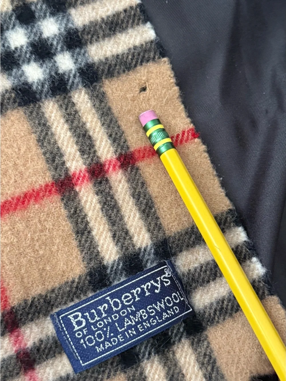 Burberry Camel Plaid Fringe Scarf Coat Burberrys Vintage